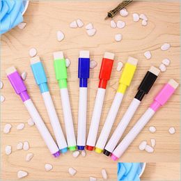 Markers Whiteboard Marker Magnetic Pen Dry Erase White Board Magnet Pens Built In Eraser Office School Supplies Drop Delivery Busine Dhp8V