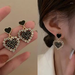 Stud Earrings Korean Exquisite Heart Shape For Women Shining CZ Zircon Love Imitation Pearl Earring Girl Temperament Jewelry