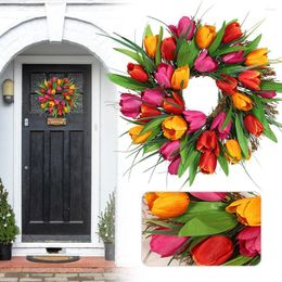 Decorative Flowers Artificial Flower Wreath Spring Decor Door Wall Hanging Garland Wedding Easter Party Decoration Front Home