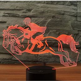 Night Lights 3D LED Light Ride A Horse Riding With 7 Colors For Home Decoration Lamp Amazing Visualization Optical Illusion