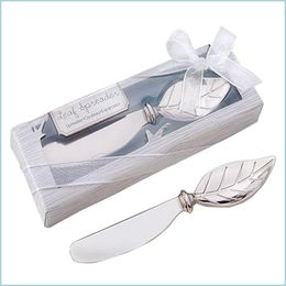 Party Favour Leaf Shape Butter Knife Cream Cheese Zinc Alloy Spreader Favours Sier Cake Drop Delivery Home Garden Festive Supp Dhpfp
