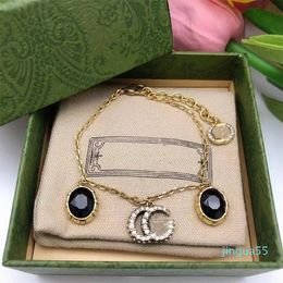 chains Men's and women's fashion diamond chain alphabet black gem bracelet