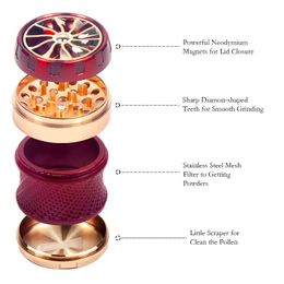 Quality Zinc Alloy Smoking Herb Grinder Diameter 63mm 4 Layer simple operate Large Grinder with Pollen