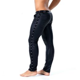 Men's Jeans SXXL Brand Men Leather Rivet Pants Slim Fit Elastic Style Spring Summer Fashion PU Trousers Motorcycle Streetwear 230330