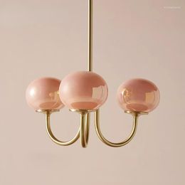 Pendant Lamps 2023 French Simple Country Vintage Retro Pink White Glass Lovely Girl's Living Room Bedroom El Lamp Chandelier