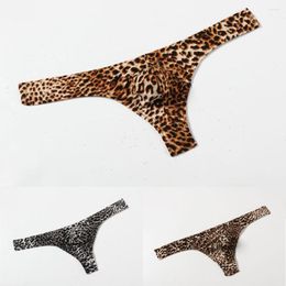 Underpants Men Underwear Thong Leopard Low Waist Bulge Pouch Appeal Sexy BreathableT-Back G-String Briefs Lingerie Fashion Male