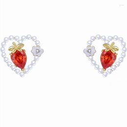 Stud Earrings Simple Red Hollow Heart For Women Girls Korean Fashion Irregularity Black Rose Travel Party Jewelry Gifts