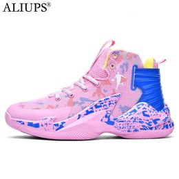 Dress Shoes ALIUPS 36-45 Men Women Pink Basketball Shoes Boys Breathable Non-Slip Wearable Sports Shoes Athletic Sneakers Girls 230329