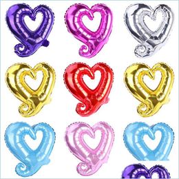 Party Decoration 18 Inch Hook Heart Shape Aluminium Foil Balloons Inflatable Valentine Days Romantic Mylar Decorative Balloon Dhmjy