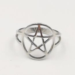 Mens Pentagram Star Rings Wicca Pentacle Jewellery Stainless Steel Amulet Talisman Ring for Mens Women 7-10# Thanksgiving Day Gifts Black Friday Gifts