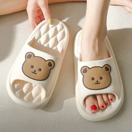 Slippers Big Size Summer Women Mens Thick Flats Platform Beach Slides Soft Bath Cartoon Sandals Outdoors Massage Couple Shoes 230329