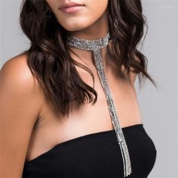 Choker Chokers Sexy Lady Long Paragraph Rhinestone Chain Tassel Necklace Fashion Multi-layer Crystal Neck Jewellery Dress Accessories Llis22