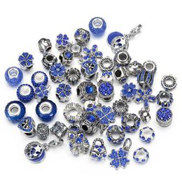 50pcs/Lot DIY Jewellery Making crystal Big Hole Loose Spacer craft European rhinestone bead pendant For charm bracelet necklace accessories