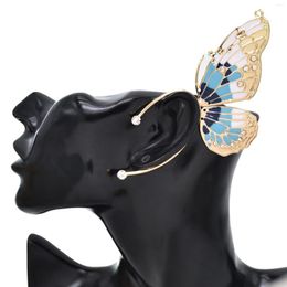 Backs Earrings Alloy Blue Green Pink Butterfly Type Crystal Ear Cuff For Women Cute Gypsy Charms Baroque Clips Female Party Gift