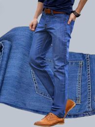 Men's Jeans 2023 Stretch Regular Fit Business Casual Style Fashion Denim Trousers Male Black Blue Grey Pants 230330