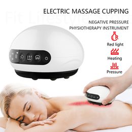 Face Care Devices Electric Cupping massage LCD Display Guasha Scraping EMS Body massager Vacuum Cans Suction Cup IR Heating Fat Slimming 230329