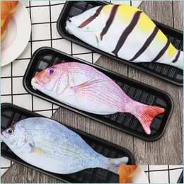 Pencil Bags Fish Pen Bag Personality Imitation Shape Case Creative Loth Pencils School Student Stationery Drop Delivery Office Busin Dhvcw