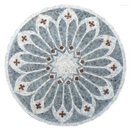 Wallpapers 80 Cm Diameter Grey White Red Marble Stone Mural Mosaic Tile Medallion Floor Ceiling Luxury Decoration