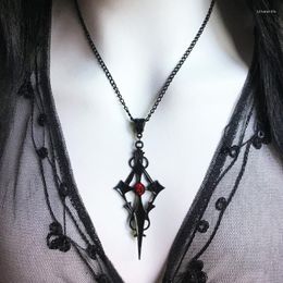 Pendant Necklaces Punk Black Pointed Cross Pendants Necklace For Women Gothic Fashion Harajuku Vampire Chain Cool Girl Jewellery Gift