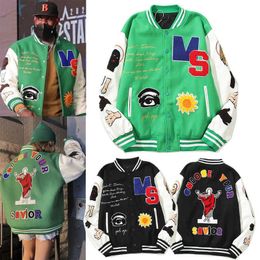 2023 Saint Michael Bai Jingting Same Fog American Autumn and Winter Baseball Jacket Vintage for Men Women