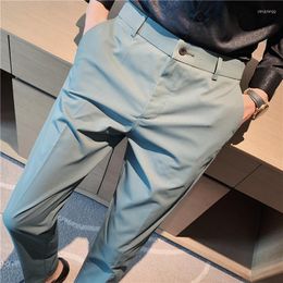 Men's Suits Solid Color Suit Pants Men Fashion Society Mens Dress Korean Loose Straight Casual Office Formal Trousers G145