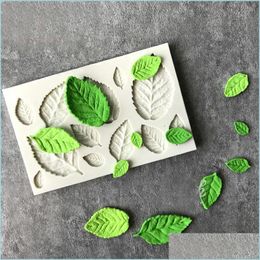Baking Moulds Rose Leaves Silicone Soap Mould Kitchen Accessories Cake Candy Cookies Tools Fondant Decoration Drop Delivery Home Gar Dhdxq