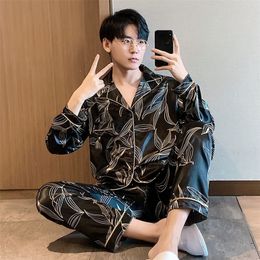 Men's Sleepwear Oversized 3XL 4XL 5XL Men's Comfortable Pyjamas Long Sleeve Casual Home Matching Pyjamas Silk Boys' Pyjamas Set Casual Pyjamas 230330