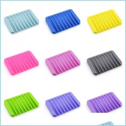 Soap Dishes Dish With Drain Sile Holder For Shower Bathroom Self Draining Waterfall Tray 16Colors Drop Delivery Home Garden Bath Acce Dheq5