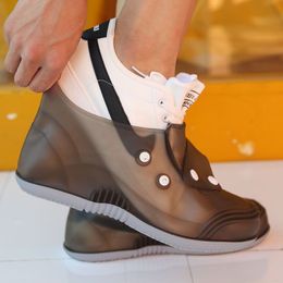 Shoe Parts Accessories Fashion Slip On Covers Men and Women Button Clre PVC Galoshes Waterproof Antislip For s Woman Rainboots 230330