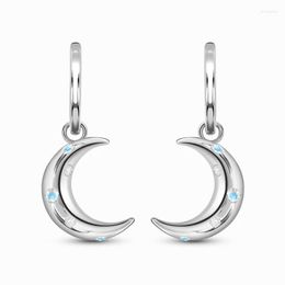Hoop Earrings Moon Inlaid Zircon Pendant Long For Women With Design Sense Small People Can Wear High-grade
