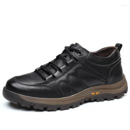Boots Genuine Leather Men Autumn Ankle Rubber Sole Outdoor Work Shoes Handmade Zapatos De Hombre