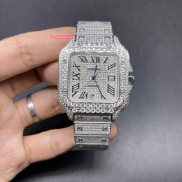 Conjunto de pontas masculinas Hip Hop Diamond Relógios mais recentes em aço inoxidável Relógios esportivos mecânicos totalmente automáticos