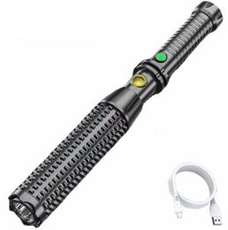 Baseball Bat Flashlights USB Rechargeable Built in Battery Tactical Flashlight Torch 4 mode waterproof LED COB Lamp Lights for outdoor Hiking Camping Survival Tool