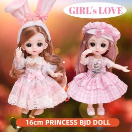 Doll Bodies Parts 16cm Princess BJD 112 with Clothes and Shoes Movable 13 Joints Cute Sweet Face Girl Gift Child Toys 230329
