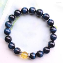 Strand Wholesale Blue Tiger Eye Natural Stone Bracelet DIY 10mm Ball Bead Hand Wrist Bangle For Women Men Gift Fashion Jewellery