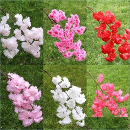 Decorative Flowers Wreaths Artificial Cherry Blossom Long Stem Simation Sakura Branches Flower For Home Party Decoration D Dhqcz