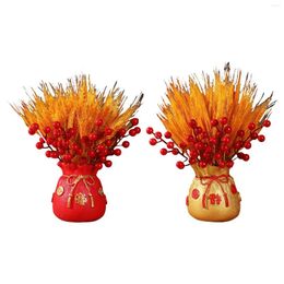 Vases Bag Shape Dried Wheat Flower Vase Decoration Table Centrepiece Accent Bonsai Ornament For Year Party Living Room Cabinet