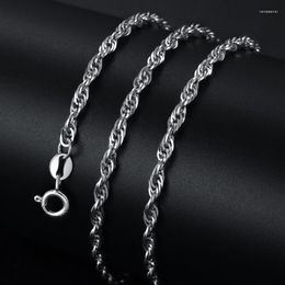 Chains MIQIAO Men Hiphop Rock 925 Sterling Silver Water Wave Chain Long 45 50 55 60 CM Wide 3 MM Platinum Colour Necklace Boyfriend Gift