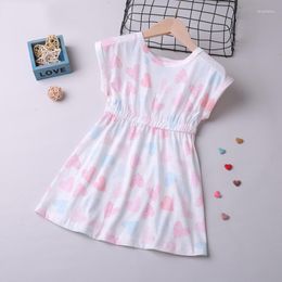 Girl Dresses Children's Clothes Summer Dress Kids Fashion Color Love Short Sleeve Princess Cute 2-6 Years Old