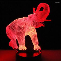 Night Lights 3D LED Light Happy Dance Elephant With 7 Colors For Home Decoration Lamp Amazing Visualization Optical Illusion