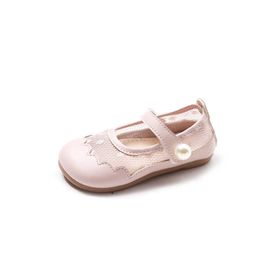 Athletic Outdoor Baby Girls Leather Shoes Kids Dancing Ballet Shoes Flats Lace Air Mesh with Pearl Princess Sweet Chic Toddlers Soft Breathable