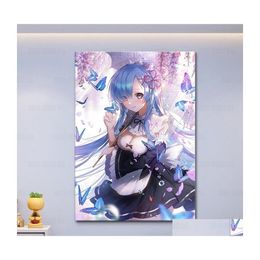 Paintings Re Zero Rem Japan Classic One Piece Wall Art Canvas Painting Nordic Poster Print Hd Pictures Living Girls Room Decor Drop Dhrub