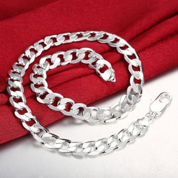 Pendant Necklaces M925 Silver Color For Men10mm Flat Side Link Chains Fashion Fine Statement - Necklace Set