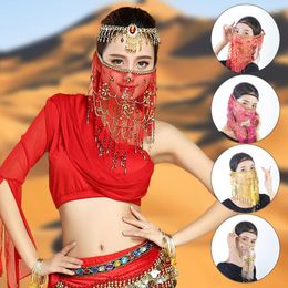 Stage Wear Women Belly Dance Face Veil Sequins Sexy Dancing Costume Tribal Carnival Party Veils Performance Accessories