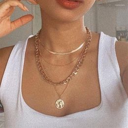 Chains Vintage Multi-layer Earth Pendant Coin Necklace Fashion Portrait Chunky Chain Choker Necklaces Jewellery For Women