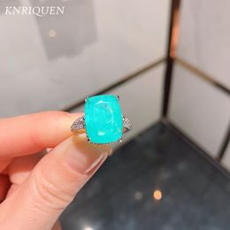 Wedding Rings Trend 1014mm Paraiba Tourmaline Blue Stone Engagement for Girlfriend Fine Jewellery Gift Accessories Wholesale 230330