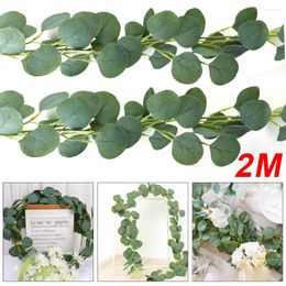 Decorative Flowers 2M Artificial Eucalyptus Leaves Vines Fake Rattan For DIY Wedding Backdrop Arch Home Garden Table Decoration Supplies