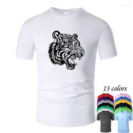 Men's T Shirts Tiger Line Art O Neck Cotton Shirt Men And Woman Unisex Summer Short Sleeve Designed Casual Tee M02073