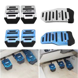 Non-slip Car Foot Pedal Set Manual Gear Automatic Gear Brake Gas Pedal Aluminium Alloy Foot Pedal Metal Cover Replacement