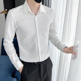 Men's Casual Shirts 2023 Spring 3D Wave Point For Men Long Sleeve Slim Fit Business Social Dress Streetwear Clothing